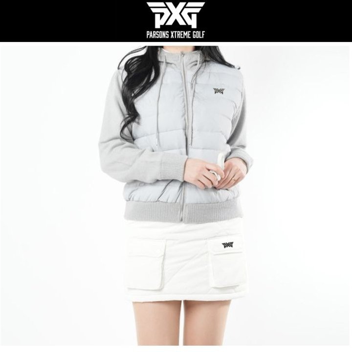 Read more about the article PXG 여성 니트 배색 덕다운 후드 패딩