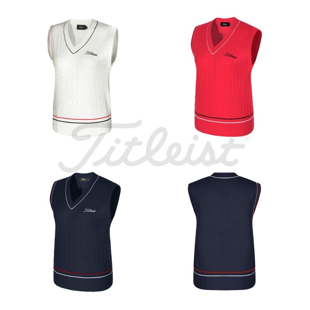 Read more about the article 타이틀리스트 여성 자수 로고 케이블 브이넥 조끼 니트