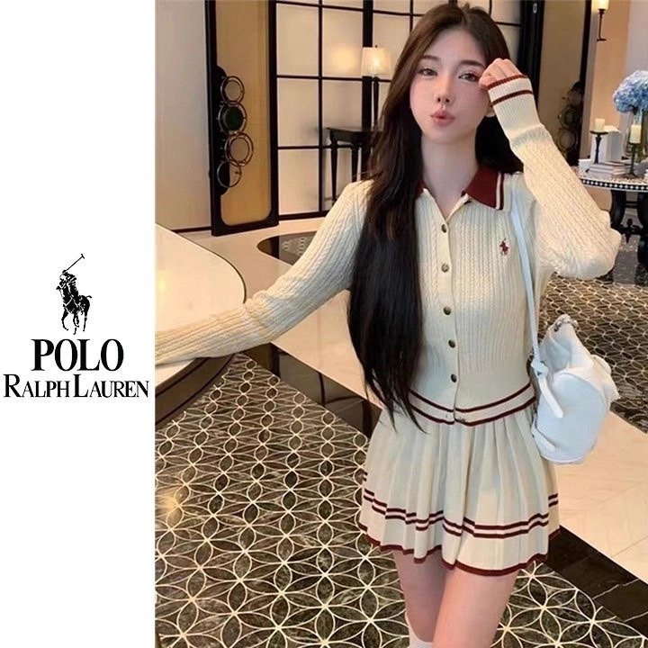 Read more about the article 폴로 랄프로렌 여성 카라 배색 가디건 스커트 투피스 세트