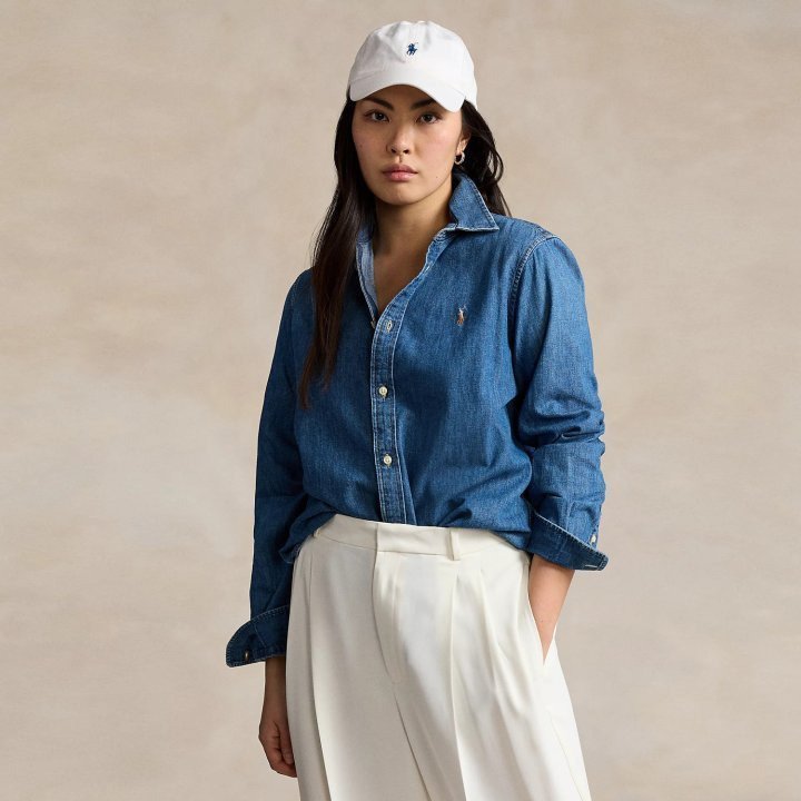 Read more about the article 폴로 여성 멀티 자수 노포켓 데님 셔츠