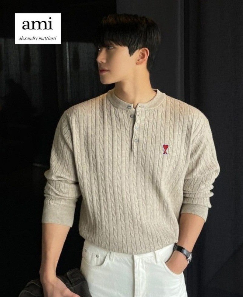 Read more about the article 아미 스몰 패치 헨리넥 버튼 니트