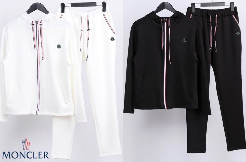 Read more about the article 몽클레어 블랙 & 화이트 와펜 삼선 후드 트레이닝 팬츠 세트