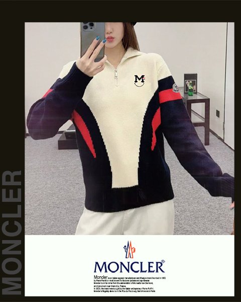 Read more about the article 몽클레어 여성 C143-46 M 자수 3배색 반집업 니트