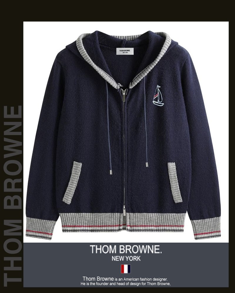 Read more about the article 톰브라운 여성 T1101 요트 자수 끝선 배색 니트 후드집업