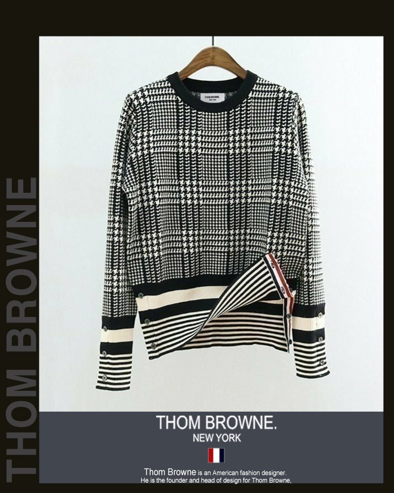 Read more about the article 톰브라운 여성 캐시미어 체크 하운드 라운드 니트