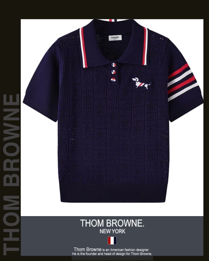 Read more about the article 톰브라운 여성 7340 헥터 펀칭 짜임 인타 카라 반팔 니트