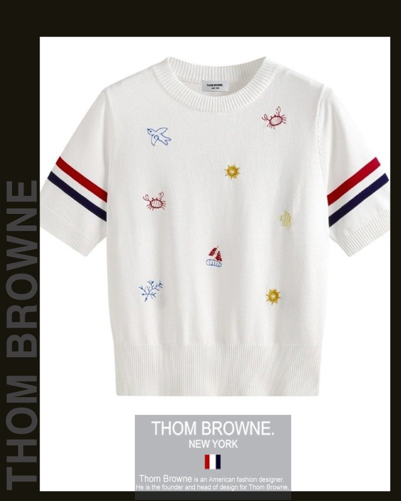 Read more about the article 톰브라운 여성 533 멀티 오션 라운드 반팔 니트