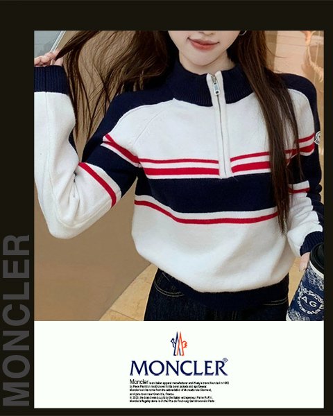 Read more about the article 몽클레어 여성 2987 네이비 배색 반집업 니트