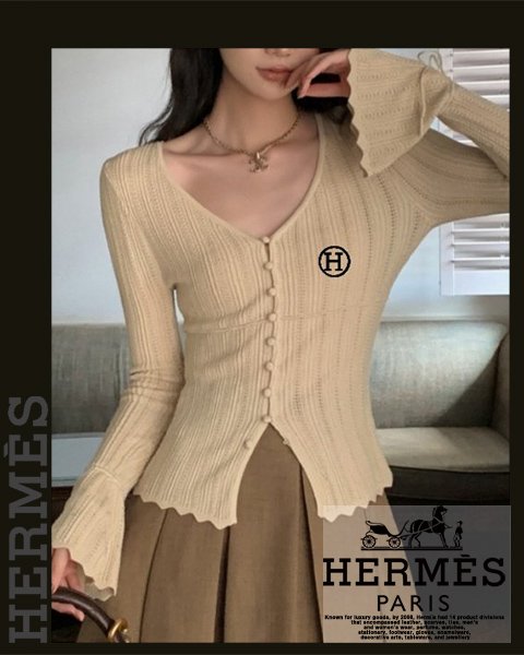Read more about the article 에르메스 여성 H7163 H 자수 나팔 소매 니트 가디건