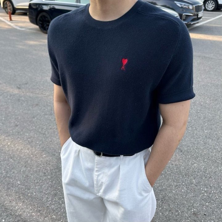 You are currently viewing 아미 하트 로고 라운드 나그랑 반팔 니트