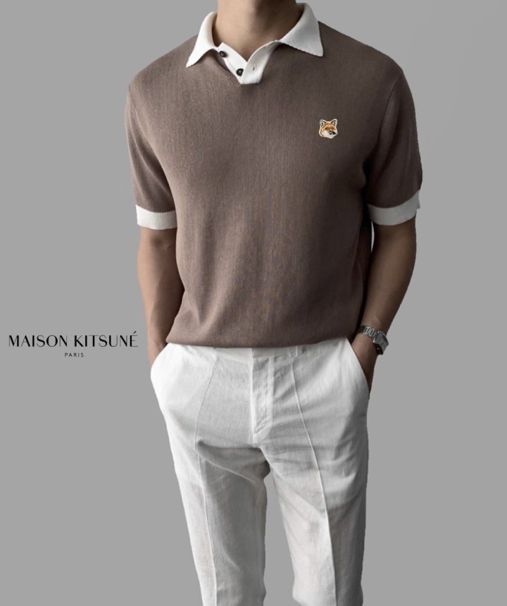 Read more about the article 메종키츠네 폭스헤드 배색 카라 반팔 니트